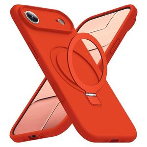 SKYLMW Compatible with iPhone 17 Air Case with Magnetic Invisible Stand Compatible with Mag-Safe Military Drop Tested Shockproof Silicone iPhone 17 Air Phone Cases for Women Men 6.6"，Red