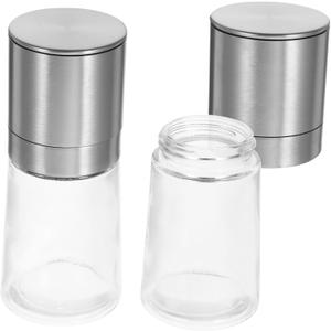 TIDTALEO 2pcs Mills Salt Pepper Salt Pepper Shakers Kitchen Gadget Seasoning Manual Salt Refillable Salt Salt and Pepper Sea Salt Glass Container Black