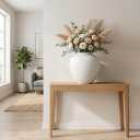 Flower Vase for Home Decor, 11.4" Large Decorative Metal Vase for Pampas Grass, Modern Rustic Textured Iron Vase Centerpiece for Modern Farmhouse Table Living Room Entryway, Textured White