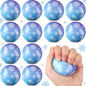 Soulchen 12 PCS Snowflake Party Favors Stress Balls, Sensory Fidget Toys Gifts for Kids Birthday Party Favors Supplies, Goodie Bag Stuffers