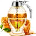 Honey Dispenser, Glass Honey Jar, Honey Pot with Stand, Honey Jars, Honey Storage Tank, Maple Syrup Honey Container, Elegant Honeycomb Design