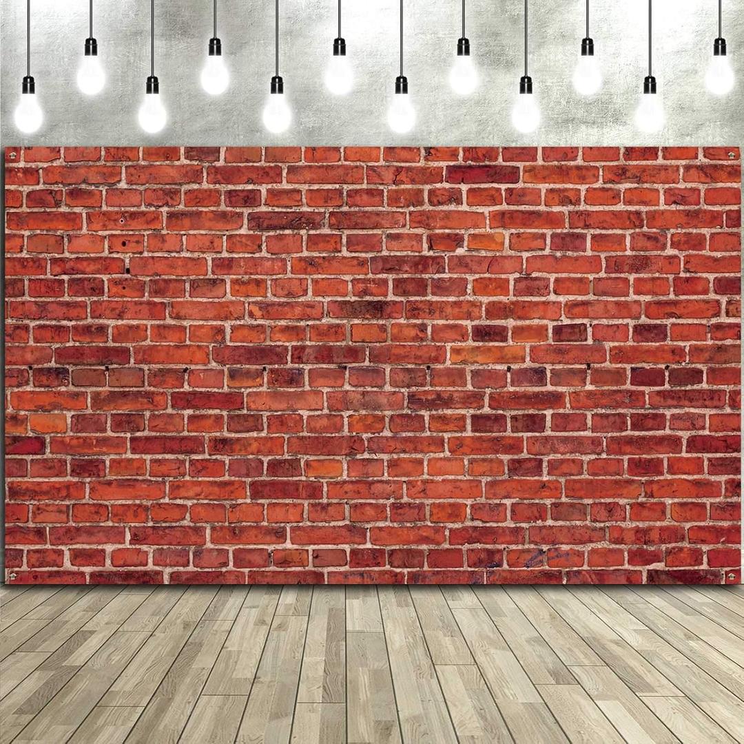 Red Brick Wall Party Backdrop, Large Fabric Red Brick Sign Photo Backdrops Background for Baby Shower Birthday Party Wedding Graduation Home Decoration Photo Booth Prop Banner (72.8 x 43.3 Inch)
