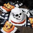 Vesici Buffalo Plaid Thanksgiving Placemats Set of 4, Double Sided 12 x 18 Inch Thanksgiving Placemats Set for Table Decorations Pumpkin Ghost(Pumpkin)