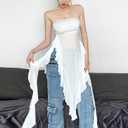 Womens Tank Tops Summer Dressy Casual Blouses Sleeveless Asymmetrical Ruffles Outfits Basic Trendy Clothes (White, L)
