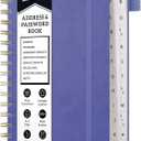WEMATE Spiral Address Book with Alphabetical Tabs, Leather Password Book, Address Organizer Telephone Notebook Journal Keep Contact Safe Hardcover Large Print for Seniors Home Office 5.88.2, Purple