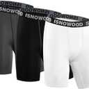 isnowood Compression Shorts for Men Spandex Running Workout Athletic Underwear (XX-Large, 3 Pack: Black, Gray, White)