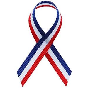 Support USA | American Made 125 Veteran's Day, September 11th, and Patriotic Red/White/Blue Fabric Awareness Ribbons - Bag of 125 Fabric Ribbons with Safety Pins - Pin Attached