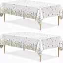 Spring Floral Party Tablecloth, 2 Pack Wildflower 54 x 108 Inch Tablecloth for Party Decorations, Butterfly Rectangular Table Cover, Disposable Plastic Table Cloth for Birthday and Celebration Event