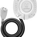 MICTUNING 15Amp 125V AC Port Plug with 20" Integrated Heavy Duty Extension Cord and Water-Resistant Cap - White