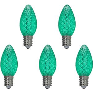 Durable 25 Sets of C7 Led Christmas Light Bulbs,E12 Faceted Green LED Light Bulbs for Outdoor&Indoor Use(Green)