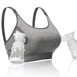 Momcozy Hands Free Pumping Bra, Adjustable Breast-Pumps Holding and Nursing Bra, Suitable for Breastfeeding-Pumps by Lansinoh, Philips Avent, Spectra, Evenflo and More (Grey, Large)
