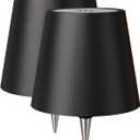 2 Pack Wireless Bottle Lamp, Wireless Bottle Lamp Shade with 3 Color Temperature, Rechargeable Stepless Dimming LED Bottle Lights for Any Bottle, Desk Lamp for Bedroom Restaurant Bar - Black