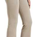 Willit Women's Fleece Lined Pants Yoga Bootcut Thermal Winter Pants High Waisted Flare Leggings Water Resistant (Khaki), S