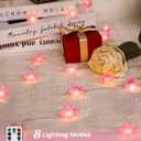Cherry Blossom Flower String Lights for Bedroom, Pink Fairy Lights Battery Operated with Remote & 8 Modes & Timer, 10ft 30 LED Waterproof String Light Indoor Outdoor for Wedding Home Christmas Decor