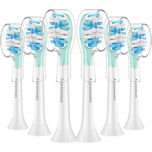 Aoremon Replacement Toothbrush Heads for Philips Sonicare C3 Premium Plaque Control HX9044/65 G3 Gum Care HX9054/65 W3 4100 5100 6100 7500 C1 C2 Flexcare Diamondclean HealthyWhite, 6 Count, White