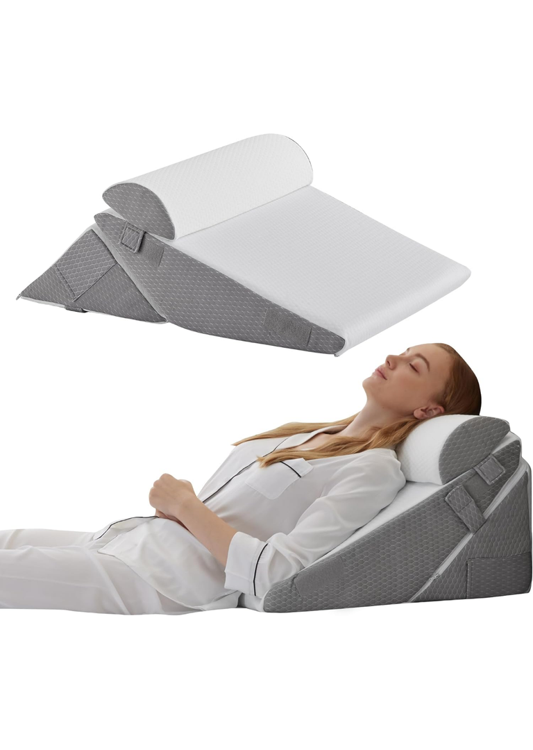 Wedge Pillow Headboard, 3PCS Orthopedic Bed Wedge Pillows Set for After Surgery, Adjustable Pillow Wedge for Acid Reflux&Back Pain Relief, Sleeping, Back Pillow for Bed Sitting Up, White/Grey Wedge Pillow Headboard, 3PCS Orthopedic Bed Wedge Pillows Set for After Surgery, Adjustable Pillow Wedge for Acid Reflux&Back Pain Relief, Sleeping, Back Pillow for Bed Sitting Up, White/Grey
