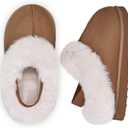 IceUnicorn Toddler Slippers with Backstrap Girls Boys Fuzzy House Shoes Kids Warm Memory Foam Slippers Bedroom Slides for Indoor Outdoor (7.5-8.5 Toddler, Light Brown)