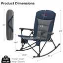 Rocking Camping Chair for Adults, Portable Folding Rocker Chair with Cup Holder and Side Pocket, Outdoor Chair, Navy