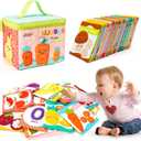 Jollybaby Reusable Soft Flash Cards for Baby 0-6-12-18 Months, Preschool Learning Resource Toys for Toddler 0-1-2-3-4 Years, Montessori Sensory Sight Words Numbers Toys for 0-6-12 Months Baby Gift