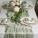 Leetaltree Dazzle Table Runner -Luxury Scarf Table Runner 120 Inch 10FT - Liquid Silk Shine, Elegant Gift Set with Card for Wedding, Christmas, Baby Shower, Holiday & Home Decor (Sage Green, Set of 3)