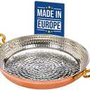 Crystalia Authentic Hammered Copper Pan and Cookware, Traditional Handmade Copper Skillets for Cooking, Egg Fry Omelet Pan with Ergonomic Metallic Handles (7 Inches)