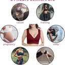 WOWENY Seamless Lace Mesh Bralettes Back Smoothing Bra Comfortable Wirefree Plus Size Everyday Bras for Women (Red, S)