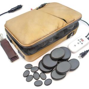 Portable Hot Stones Warmer Set Spa Salon Massage Digital Electric Heater Kit with 16 Basalt Stones