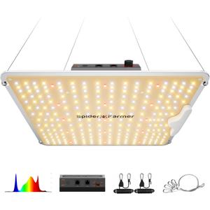 Spider Farmer SF1000 100W LED Grow Light for Indoor Plants, Upgraded High Efficiency LEDs, Dimmable Full Spectrum High PPFD, Deep Penetration for Seed Starting/Vegetables/Bloom in 2x2/3x3 Grow Tent