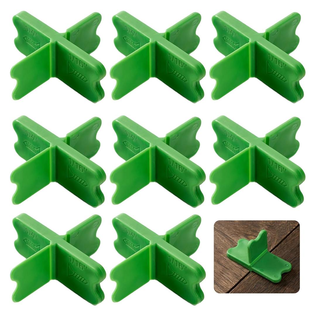Deck Board Spacer Tool Set, 4 Thicknesses 1/16-1/4 inch, Deck Spacers Assorted for Pressure Treated Composite Decking-Green (8)
