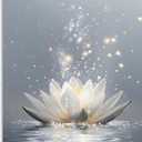 OWNANRTHM Zen Canvas Wall Art Lotus Flower Wall Art Lotus Flower in Water Painting Lotus Zen Prints for Yoga Spa Meditation Spiritual Room Wall Decor Framed 12X16 inch