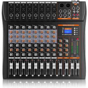 GP80 8 Channel Audio Mixer, USB Audio Interface Sound Board for Streaming with 24-bit DSP, Bluetooth 5.0, 48V Phantom Power, Mixer Board for Podcast Equipment, Studio Equipment, Streaming Mixer