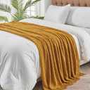 inhand Knitted Fall Throw Blanket for Couch and Bed, Knit Fall Decor Halloween Blanket with Tassel, Brown Lightweight Decorative Farmhouse Warm Woven Blankets and Throws for Women, 60"x80"