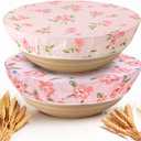 Reusable Beeswax Bowl Covers, 2 Large Bowl Covers for Bread Proofing Baskets, 12 inch Elastic Cotton Cloth Sourdough Bread Cover, Food Cover Storage Containers