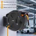 Retractable Air Hose Reel, 3/8" x 100Ft Flex Hybrid Air Hose Max 300PSI Kink-resistant Air Compressor Hose Reel Auto Rewind with 6Ft Lead in, Quick Connect, 180 Swivel Mounting Kit