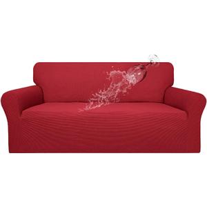 Easy-Going 100% Waterproof Couch Cover, Dual Waterproof Sofa Cover, Stretch Jacquard Sofa Slipcover, Leakproof Furniture Protector for Kids, Pets, Dog and Cat (Sofa, Christmas Red)