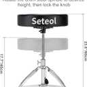Heavy Duty Drum Throne 330 lbs, Saddle Drum Stool Height Adjustable, Ergonomic Thick Padded Drum Seat with 2 Pairs 5A Drumsticks & Drum Key for Adult Drummers