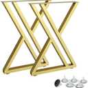 28 Inch High Triangular Shaped Gold Metal Table Legs, Modern Cast Iron Welded Desk Legs, Metal Home DIY Project for Nightstand, Coffee Table, Desk, etc. with Adjustable Floor Protector, 2PCS