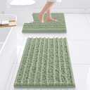 Smiry Bathroom Rugs Sets 2 Piece, Soft Absorbent, Non Slip Rubber Backing Machine Washable Quick Dry Bath Rug and U-Shaped Toilet Rug for Tub, Shower and Floor (24" x 16" Plus 24" x 20", Sage Green)