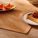 ZeeMart Rustic Cotton Linen Table Runner, 13x108 Inches Caramel, Farmhouse Style Caramel Table Runners 108 Inches Long, Washable Kitchen Dining Table Decoration for Home Party Decor