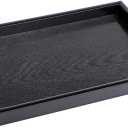 MDLUU Plastic Serving Tray, Ottoman Tray with Cutout Handles, Rectangle Butler Tray for Breakfast in Bed, Coffee Table Decor, Party (Black)