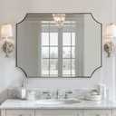 ANDY STAR 30x40 Inch Chrome Mirror, Scalloped Bathroom Mirror, Polished Chrome Framed Mirror in Anti-Rust Stainless Steel Metal Thin Frame Deep 1’’, Large Wall-Mounted Mirror (Horizontal/Vertical)