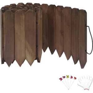 Wood Garden Edging Wood Landscape Edging Garden Fence Border Flexible Decorative Border Tree Fence for Yard Flower Bed Lawns Pathway - 9'' H x 3.96 Ft L (1 Pack)