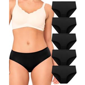 BAMBOO COOL Women's Underwear Breathable Moisture-Wicking Briefs Hipster Ladies Panties, 5-Pack (XL)