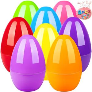 BainGesk 8PCS Jumbo Easter Eggs, 10" Large Plastic Easter Eggs, Empty Eggs for Easter Egg Hunt, Bulk Fillable Surprise Eggs, Basket Stuffers Fillers, Easter Party Favor for Kids