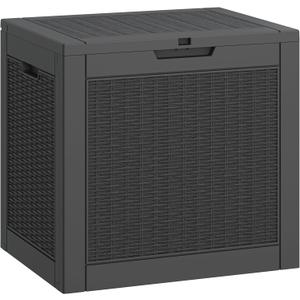 KAMABOKO 31 Gallon Outdoor Storage Box, Resin Deck Boxes Indoor and outdoor, Waterproof Storage Box Lockable Lid for Garden Tools, Package Delivery, Pool Supplies, Patio Cushions, Black