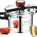 6 Quart Stainless Steel Pressure Cooker, Heavy Duty Stovetop Pressure Cooker, Induction Compatible, Safety Lock, Even Heat Base, Ideal for Family Meals & Daily Cooking