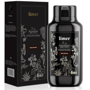 Limer Hair Dye Shampoo, Dark Brown 6-in-1 Natural Herbal Hair Color Shampoo, Semi-Permanent Gray Coverage with Pleasant Scent, Ammonia-Free Formula for Women & Men (460ml/15.55fl oz)