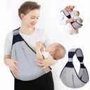 Baby Sling Carrier, Adjustable Baby Holder Carrier, Baby Half Wrapped Sling Hip Carrier, One Shoulder Labor-Saving, Cloth Fabric Lightweight Baby Carrier for Newborn to Toddler Up to 45 lbs (Grey)