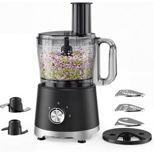 OLIXIS Food Processor 10.5 Cups, 600W Powerful Food processors with 5 Blades, Dishwasher Safe Meat Grinder for Slicing, Shredding, Chopping, Kneading, for Meat, Vegetables, Fruit, Dough