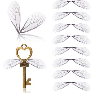 150 Pcs Dragonfly Wing Charms, White Artificial Dragonfly Flying Keys Charm Earring Charms DIY Wings Pendants for Flying Keys, Room Party Decorations, Jewelry Making